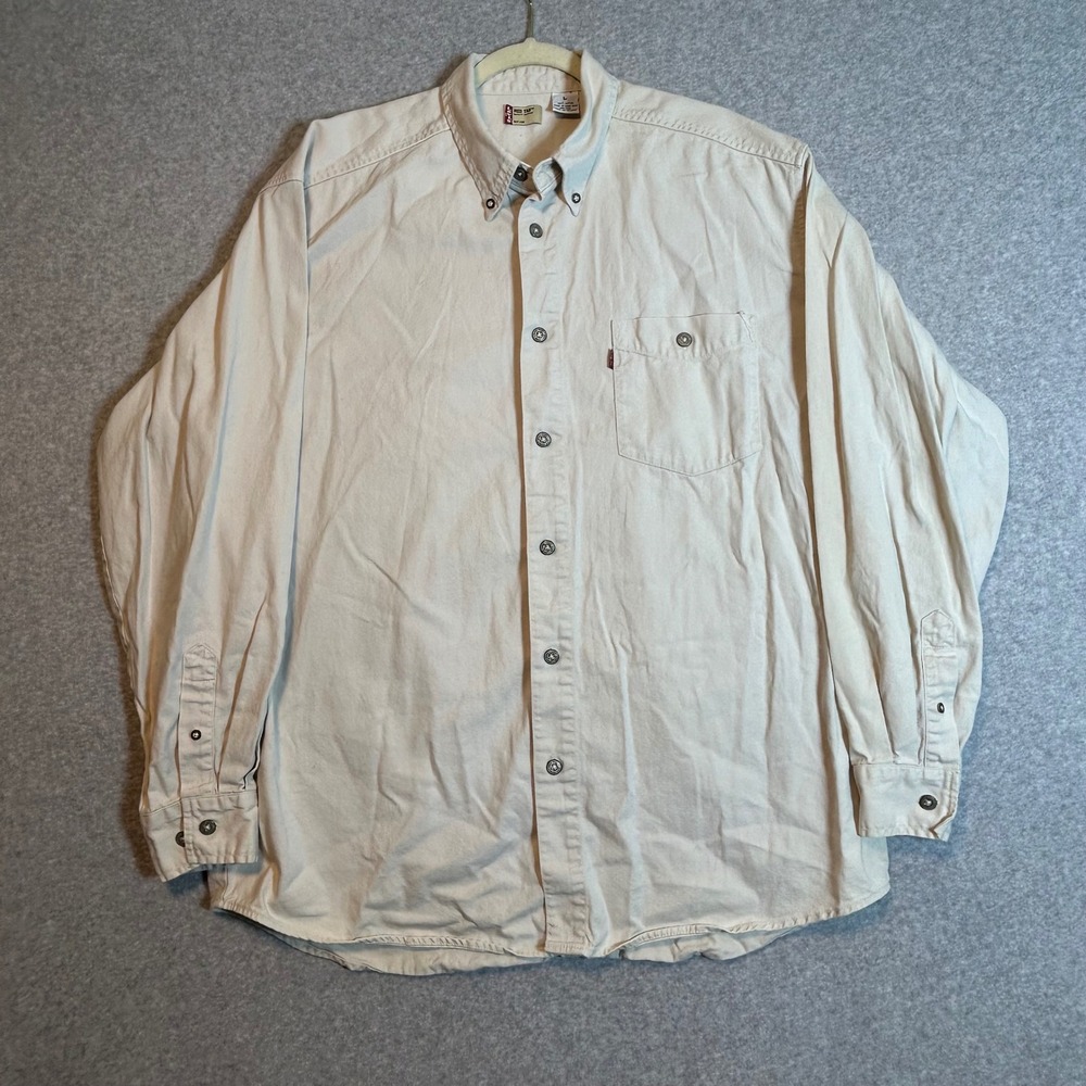 Vintage 90s Levi's Red Tab Heavy Cotton Button Down Shirt Men L Workwear Utility